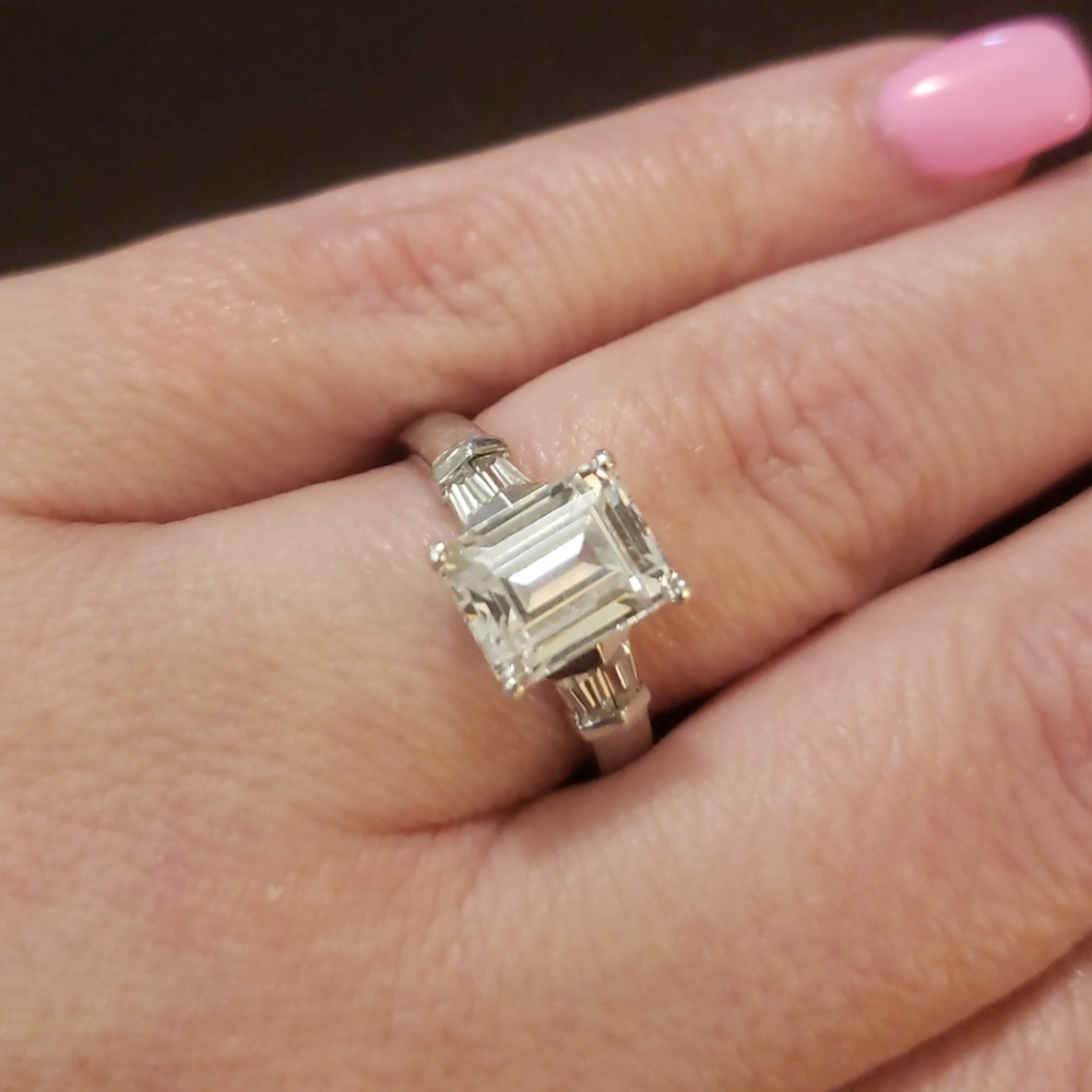 White sapphire set in white gold.